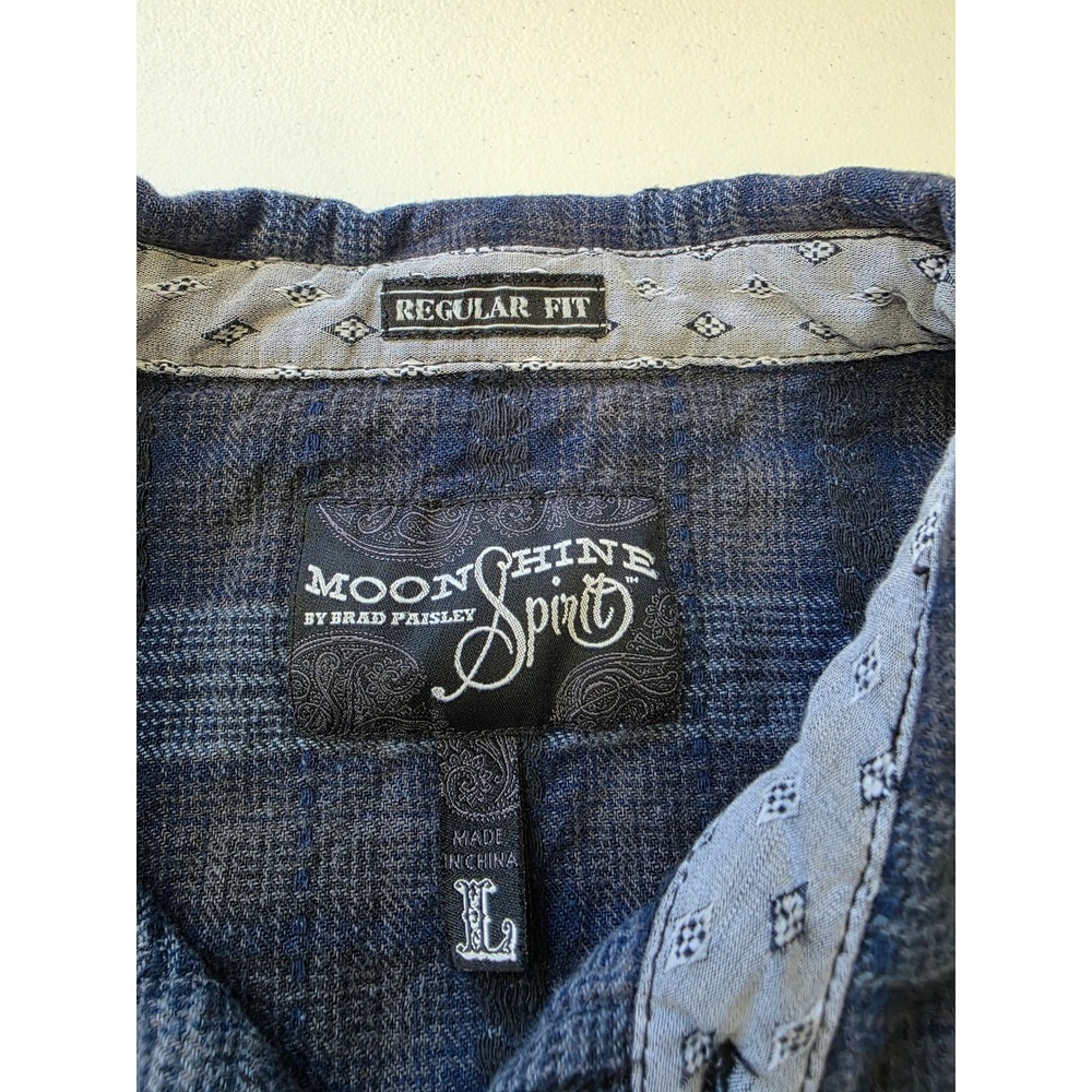 Moonshine Spirit Brad Paisley Mens Blue Plaid Western Snap Shirt Large - Picture 3 of 8